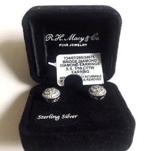 R H Macy’s & Co silver bridge diamonds earrings